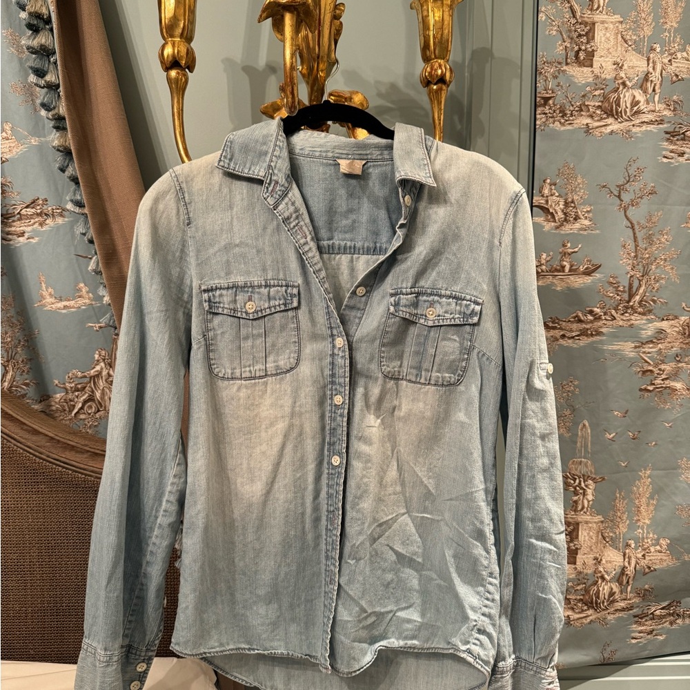 J. Crew Light Blue Denim Button-Up Shirt